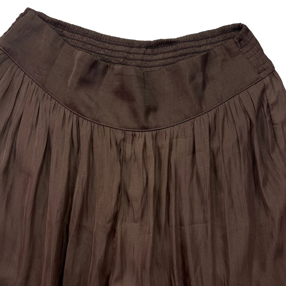 Grade + Gather Satin Wide Leg Pants Womens M Brown Pull On High Rise NWT Pockets - Picture 9 of 14